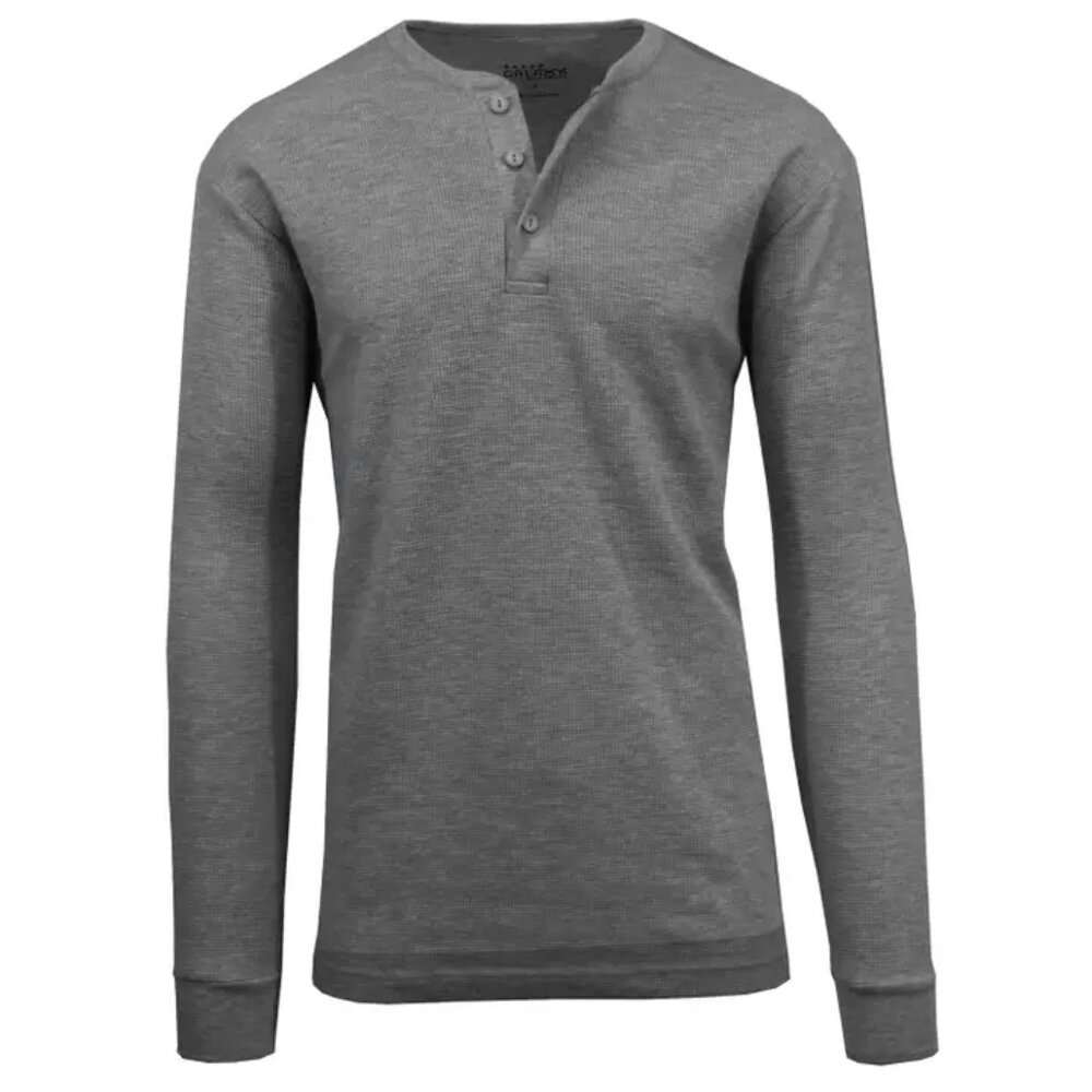 Men's Long Sleeve Waffle-Knit Henley Thermals Shirts